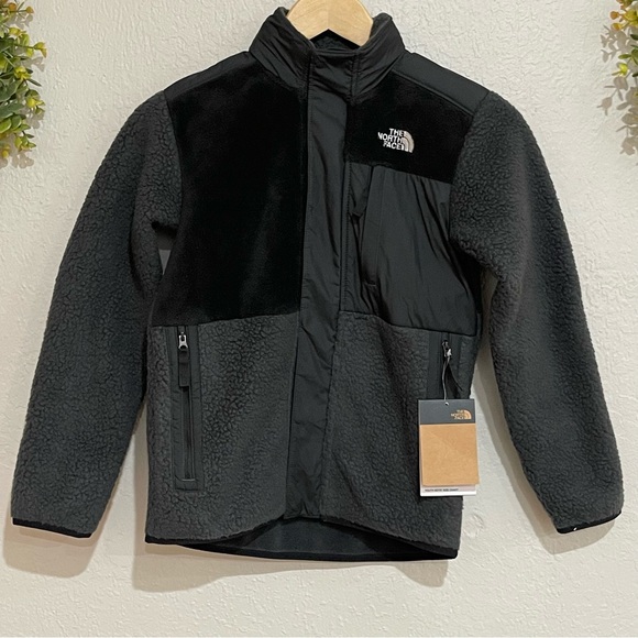 NWT THE NORTH FACE Boys' Forrest Mixed-Media Full Zip Fleece Jacket Asphalt GreY - Picture 4 of 12